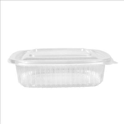 RÉCIPIENT AVEC COUVERCLE CHARNIÈRE 375 ML 14,3x12,6x4,1 CM TRANSPARENT PP (300 UNITÉS)