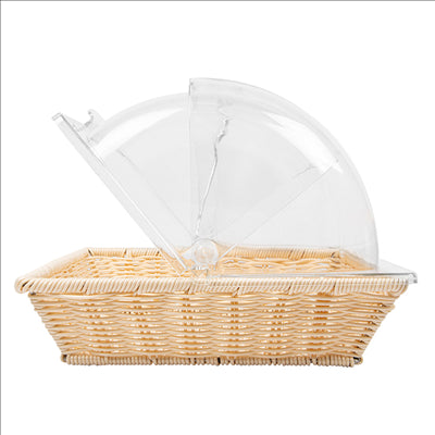 CORBEILLE SIMILAIRE OSIER AVEC COUPOLE 36x33,5x26 CM BEIGE PP (1 UNITÉ)