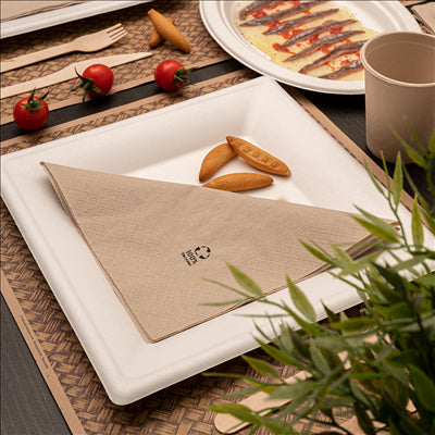 ASSIETTES CARRÉES 'BIONIC' 26,2x26,2x1,9 CM BLANC BAGASSE (300 UNITÉS)