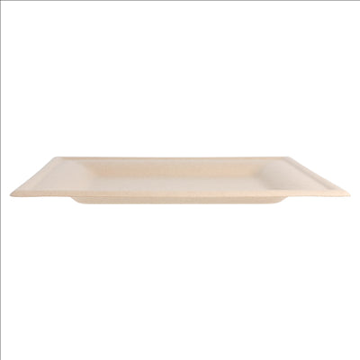 ASSIETTES CARRÉES 'BIONIC' 20x20x1 CM NATUREL BAGASSE (500 UNITÉS)