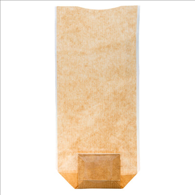 SACHETS AVEC BASE ET FENÊTRE PP 14x30,5 CM NATUREL KRAFT (100 UNITÉS)