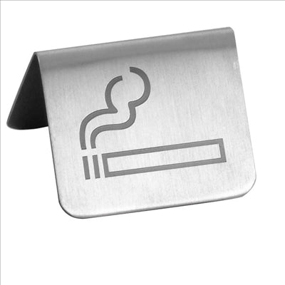 PLAQUE "PERMIS DE FUMER" 5,3x5x3,5 CM ARGENTE INOX (1 UNITÉ)