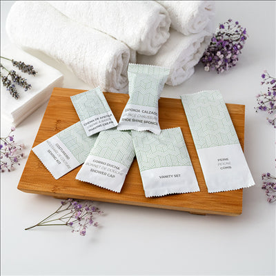 KIT DE COUTURE EN SACHET BLANC 'THERAPY' 6X10,5 CM (250 UNITÉS)