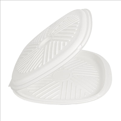 BOÎTES PIZZA 'BIONIC' Ø35x2,8 CM BLANC BAGASSE (100 UNITÉS)