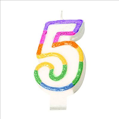 BOUGIES ANNIVERSAIRE N.5 9 CM BLANC CIRE (24 UNITÉS)