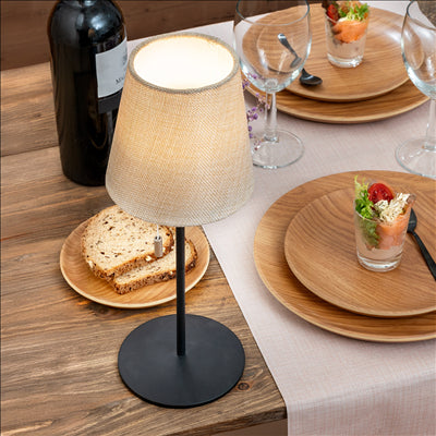 LAMPE LED SANS FIL 3 NIVEAUX 4000 mAH Ø 12,5x33 CM NOIR/NATUREL METAL (1 UNITÉ)