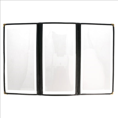 MENU "AMÉRICAIN" 3 CORPS 10,5x29,7 CM NOIR PVC (1 UNITÉ)