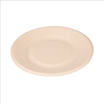 ASSIETTES 'BIONIC' Ø 21x1,8 CM NATUREL BAGASSE (1000 UNITÉS)
