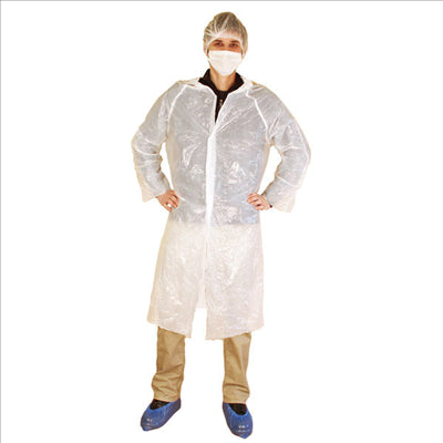 ENSEMBLES VISITEUR ÉCONOMIQUE 20µ 130 CM BLANC LDPE (25 UNITÉS)