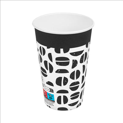 GOBELETS BOISSONS CHAUDES 1 PAROI 'JAVA' 480 ML 300 + 18 PE G/M2 Ø9/6x13,2 CM BLANC CARTON (1000 UNITÉS)