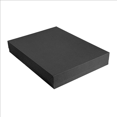 PLATEAUX + COUVERCLE 'THEPACK' 280 G/M2 40,5x30,5x6 CM NOIR CARTON ONDULÉ MICROCANAL (150 UNITÉS)