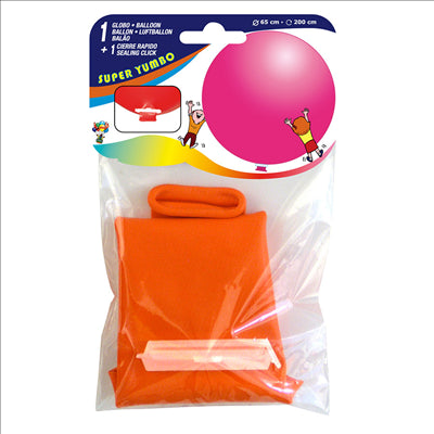 BALLON GÉANT+FERMETURE Ø 65 CM ASSORTI LATEX (12 UNITÉ)
