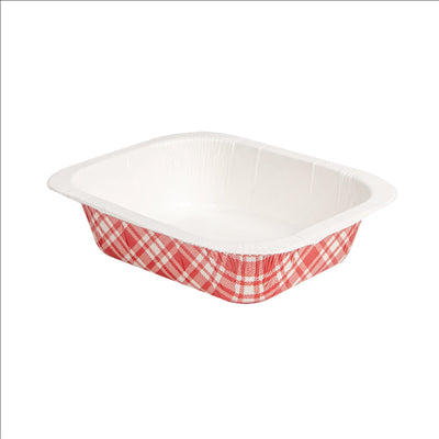 BARQUETTES THERMO FIXANTES GN1/8 'VICHY' 505 ML 360 G/M2 + 25G/M2 PET 16,1x12,9x4,3 CM BLANC CARTON (720 UNITÉS)