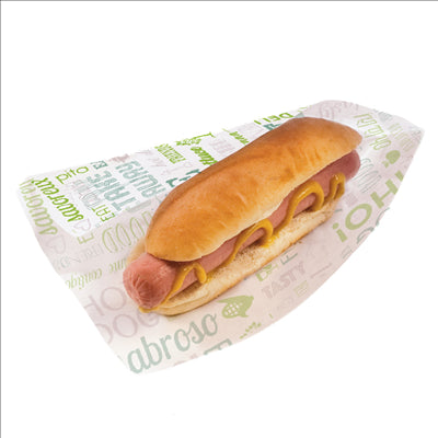 PAPIER INGRAISSABLES OUVERT 2 CÔTÉS - HOT DOG 'PAROLE' 35 G/M2 9+3x22 CM BLANC PARCH.INGRAISSABLE (500 UNITÉS)