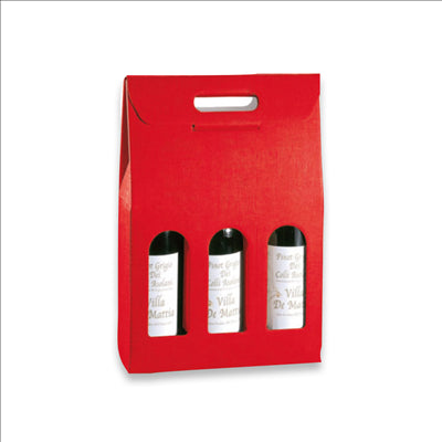 30 U. BOÎTES 3 BOUTEILLES 27x9x38,5 CM ROUGE CARTON (1 UNITÉ)