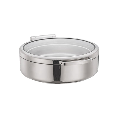 CHAFING DISH ROND AVEC FENÊTRE 6 L Ø 53,5x44x16,5 CM ARGENTE INOX + CRISTAL (1 UNITÉ)