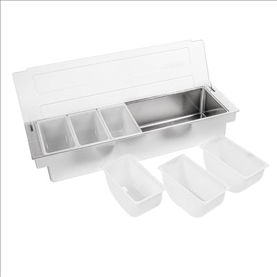DISTRIBUTEUR À CONDIMENTS 6 COMPART. 49,5x15,7x9 CM CHROME PS (1 UNITÉ)