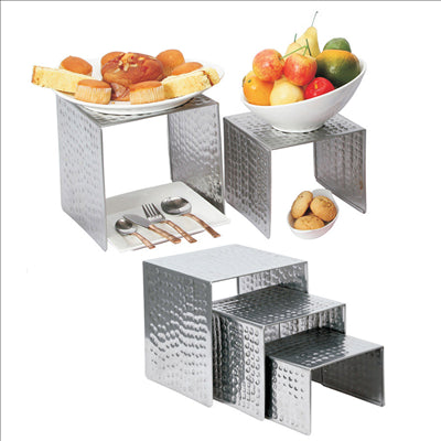 3 U. ÉLÉVATEURS BUFFET 15/18/20 CM ARGENTE INOX (1 UNITÉ)
