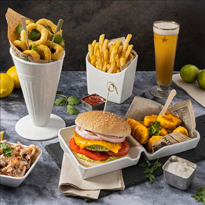 BURGER BOX 26x13,7x3,4 CM BLANC PORCELAINE (6 UNITÉS)