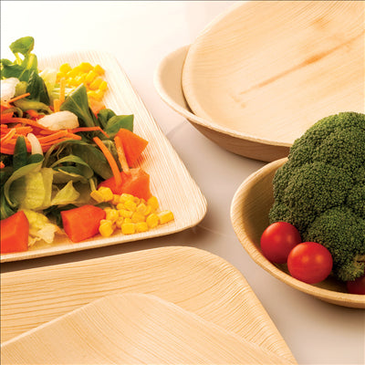 ASSIETTES CARRÉES 'ARECA' 18x18x1,5 CM NATUREL ARECA (200 UNITÉS)