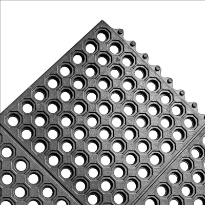 TAPIS ANTI-FATIGUE 'INTERLOCKING' 91,4x91,4x1,4 CM NOIR GOMME (1 UNITÉ)