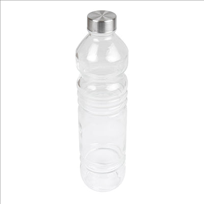 BOUTEILLE + COUVERCLE INOX 'WAKI GLASS' 1080 ML Ø8,2x32 CM TRANSPARENT VERRE (24 UNITÉS)