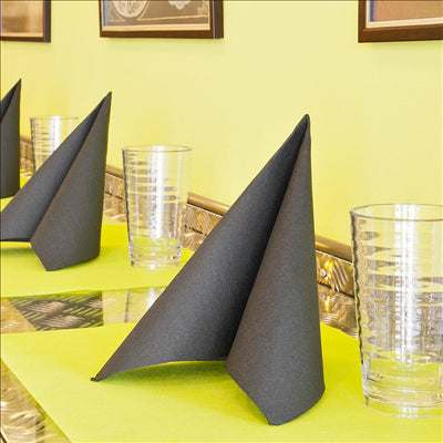 SERVIETTES ECOLABEL 'DOUBLE POINT' 18 G/M2 39x39 CM NOIR OUATE (1200 UNITÉS)