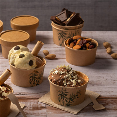 POTS À GLACES 'FEEL GREEN' 180 ML 250 + 18 PE G/M2 Ø8,7x5,2 CM MARRON CARTON (2000 UNITÉS)