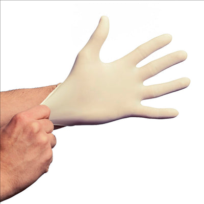 GANTS AVEC TALC SIZE: S BLANC LATEX (100 UNITÉS)