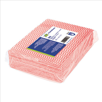 50 U. LAVETTES "PERFOKLEEN" 45 G/M2 36x42 CM ROUGE VISCOSE (10 UNITÉS)