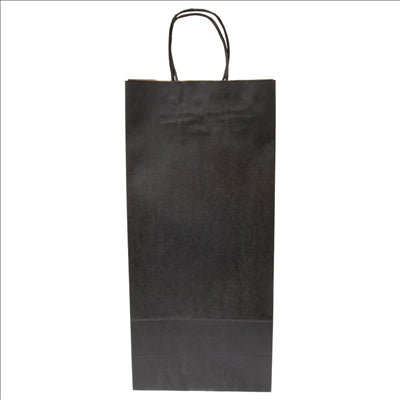 SACS SOS AVEC ANSES 2 BOUTEILLES  100 G/M2 18+10x39 CM NOIR KRAFT (250 UNITÉS)