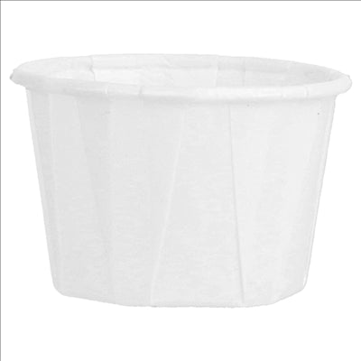 POTS TRAITEUR PAPIER PLISSÉ 30 ML (1 oz) 80 G/M2 Ø4,4/3,1x2,8 CM BLANC PARCH.INGRAISSABLE (1000 UNITÉS)