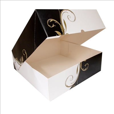BOÎTES PÂTISSERIES AVEC FENÊTRE 'THEPACK CLASSIC' 250 G/M2 32x32x10 CM BLANC CARTON ONDULÉ NANO-MICRO (100 UNITÉS)
