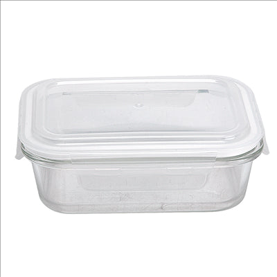 RÉCIPIENTS RECTANGULAIRES AVEC COUVERCLE 'WAKI GLASS' 640 ML 18x13,2x6,5 CM TRANSPARENT VERRE (6 UNITÉS)