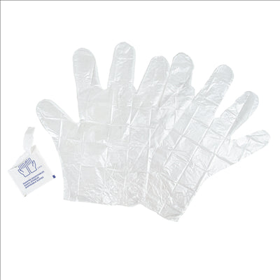 PAIRE DE GANTS ENVELOPPÉS INDIVIDUELLEMENT 26,5x14 CM TRANSPARENT PE (500 UNITÉS)