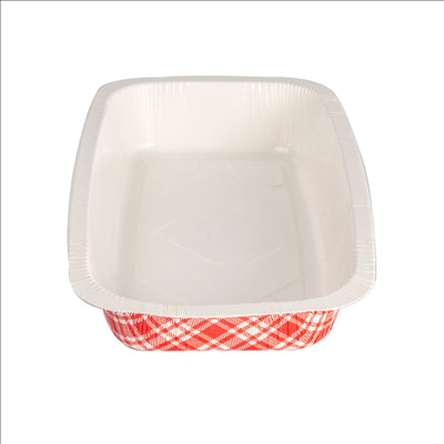 BARQUETTES THERMO FIXANTES GN1/4 'VICHY' 1210 ML 430 G/M2 + 25G/M2 PET 26,3x16x4,5 CM BLANC CARTON (400 UNITÉS)