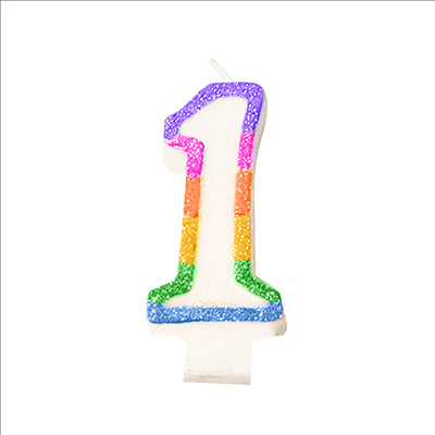 BOUGIES ANNIVERSAIRE N.1 9 CM BLANC CIRE (24 UNITÉS)