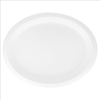 PLATEAUX OVALES 'BIONIC' 31,8x25,5x2,2 CM BLANC BAGASSE (600 UNITÉS)