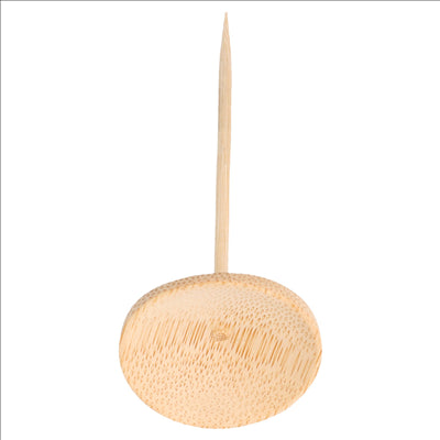 24 U. MINI-ASSIETTES AVEC PIQUE Ø 4x10 CM NATUREL BAMBOU (1 UNITÉ)
