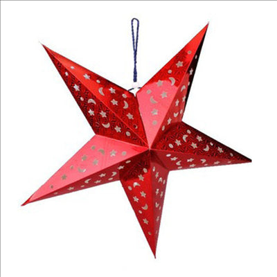 ETOILES À PENDRE Ø 90 CM ROUGE PAPIER (10 UNITÉS)