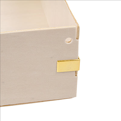 PLATEAUX RECTANGULAIRES AVEC COUVERCLE 'WOOD' 26x26x6,2 CM NATUREL BOIS (10 UNITÉS)