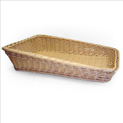 CORBEILLE SIMILAIRE OSIER RECTANGULAIRE INCLINÉE 45x30x4/10 CM NATUREL PP (1 UNITÉ)