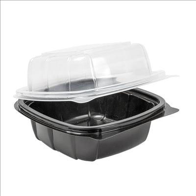 RÉCIPIENTS AVEC COUVERCLE CHARNIÈRE MICRO-ONDABLES 468 ML 15,1x15,7x8,3 CM NOIR PP (180 UNITÉS)