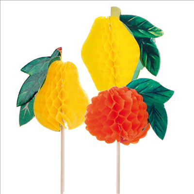 DÉCORS POUR GLACES "FRUITS" 10 (h) CM ASSORTI BOIS (100 UNITÉS)