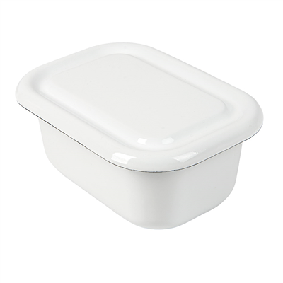 RÉCIPIENTS AVEC COUVERCLE 'ENAMELWARE' 850 ML 18x13x7,5 CM BLANC ACIER ÉMAILLÉ (4 UNITÉS)