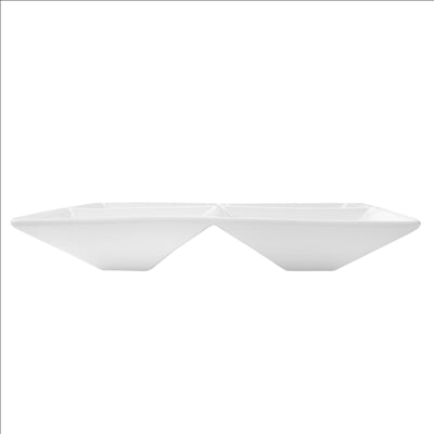 ASSIETTES CARRÉES 4 COMPARTIMENTS 24x24 CM BLANC PORCELAINE (12 UNITÉS)