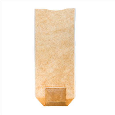 SACHETS AVEC BASE ET FENÊTRE PP 10x22 CM NATUREL KRAFT (100 UNITÉS)
