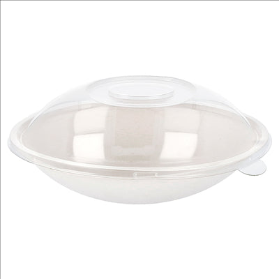 BOLS OVALES + COUVERCLES 'BIONIC' 22x13,5x5,5+4,5 CM BLANC BAGASSE (100 UNITÉS)