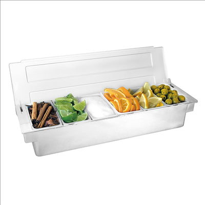 DISTRIBUTEUR À CONDIMENTS 6 COMPART. 49,5x15,7x9 CM CHROME PS (1 UNITÉ)