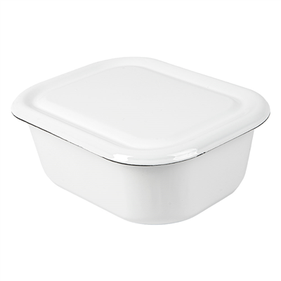 RÉCIPIENTS AVEC COUVERCLE 'ENAMELWARE' 2100 ML 23,5x19x9 CM BLANC ACIER ÉMAILLÉ (3 UNITÉS)